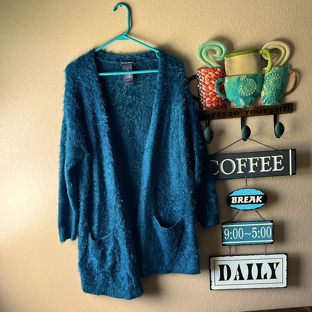 COPY - Teal eyelash Cardigan L